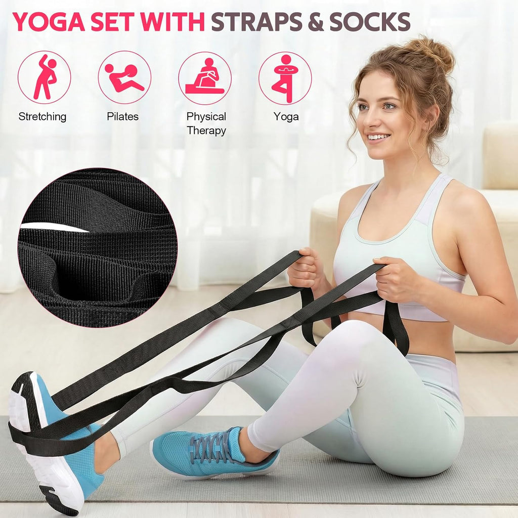 15 PCS Pilates Kit, Adjustable Pedal Resistance Band with Handle, Figure 8 Resistance Band for Exercise Women, At Home Workout Equipment Set with Yoga Ball & Booty Bands for Full Body Gym - view 8