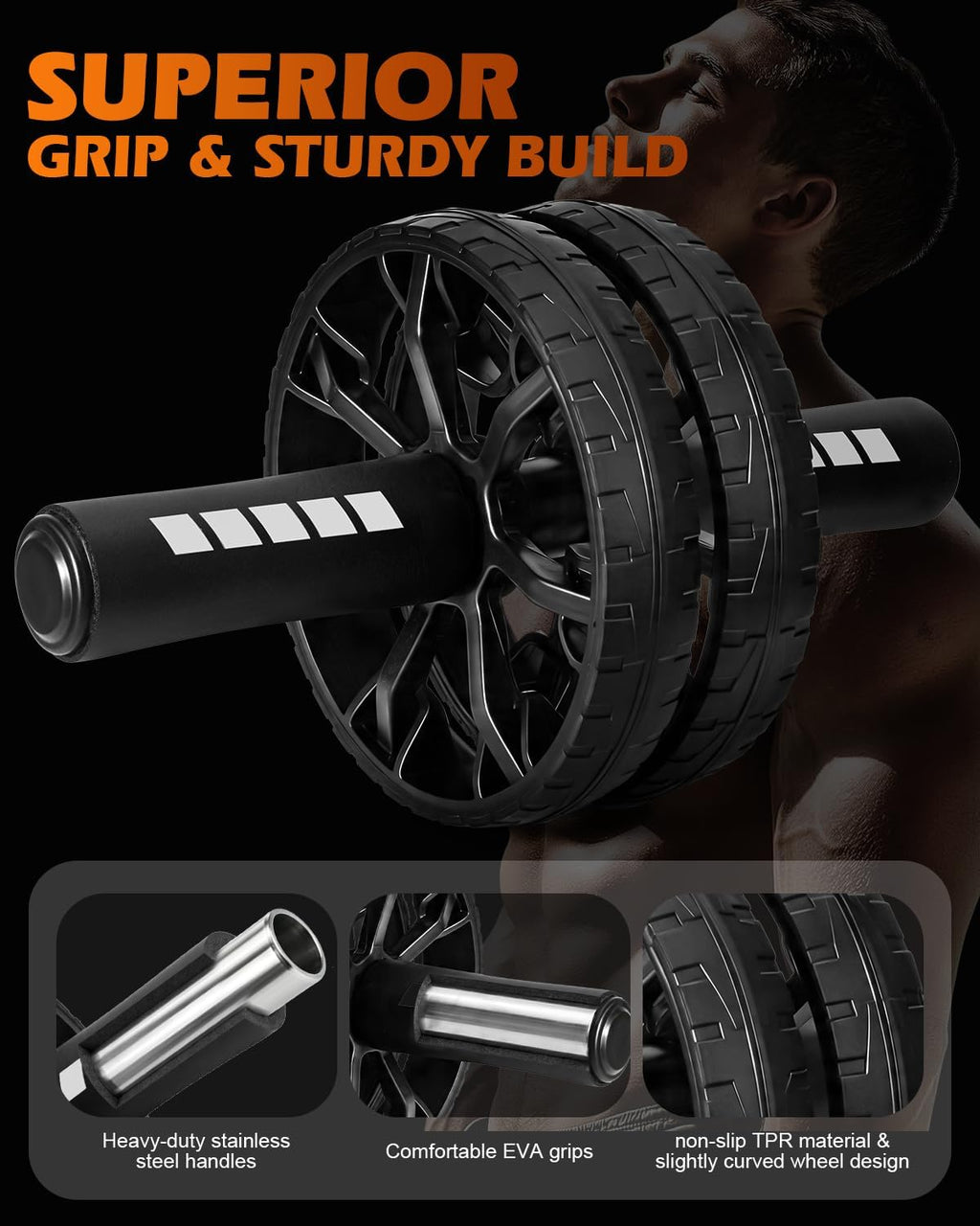 Upgraded Ab Roller Wheel, Abdominal Core Workout Equipment for Home Gym with Knee Pad, Full Body Strength Training Fitness Tool for Men and Women - view 2
