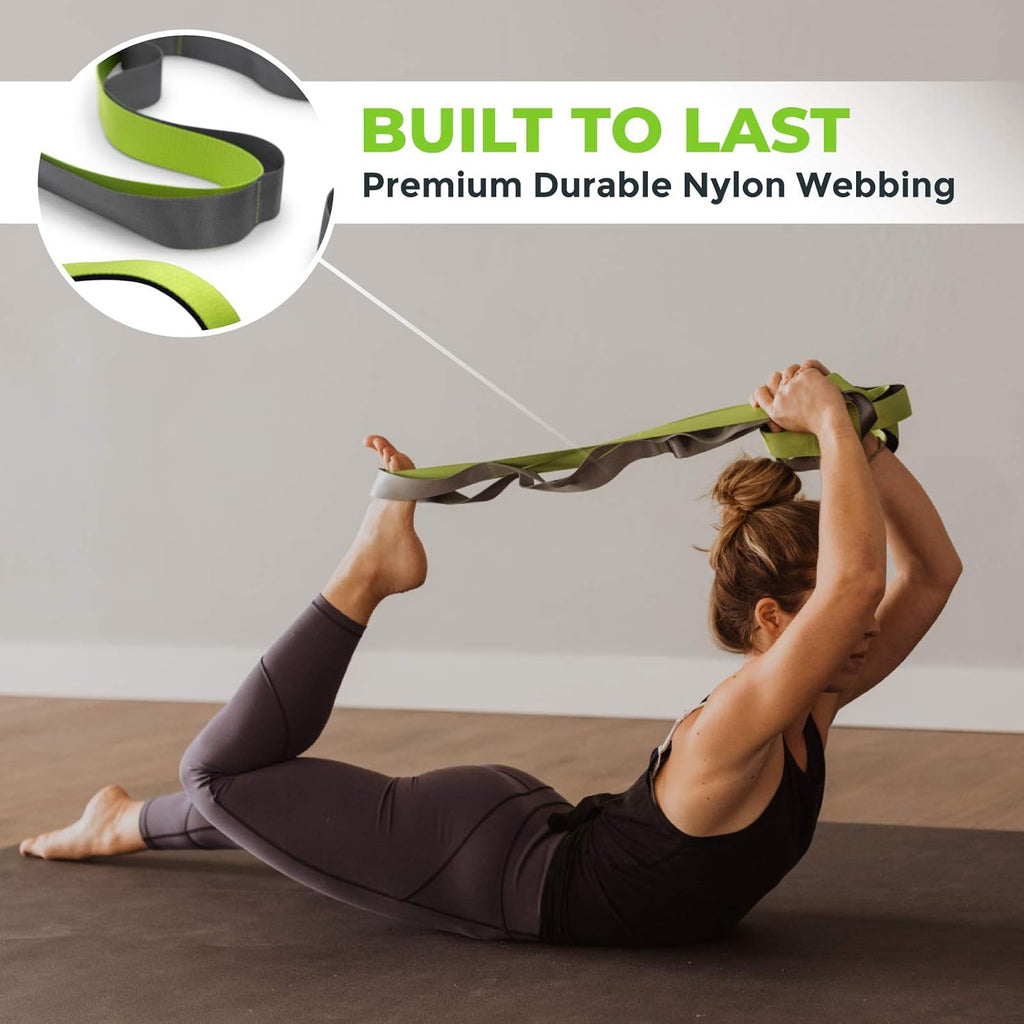 Stretching Strap for Physical Therapy, 12 Multi-Loop Stretch Strap 1.5" W x 8' L, Neoprene Handles, Physical Therapy Equipment, Yoga Straps for Stretching, Leg Stretcher. - view 4