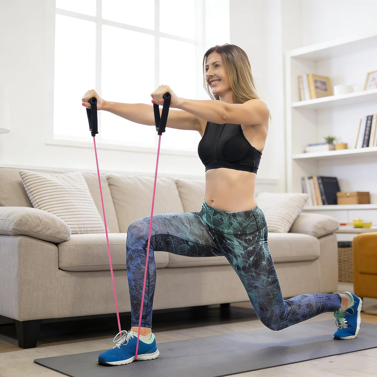 Single Resistance Bands with Handles Door Anchor for Home Gym | Door Anchor, Workout Guidance included, Exercise Bands for Physical Therapy, Yoga, Strength Training - view 4