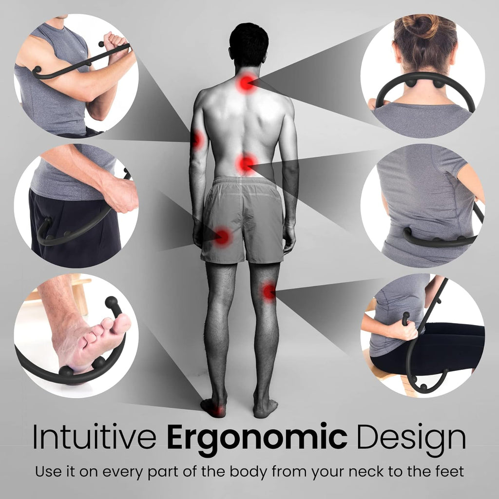 Back Massager Trigger Point Cane, Deep Tissue Back Neck Massager Black | Pain relief tool, reaches between shoulder blades, BPA-free, trigger point massage tool for full body, shoulders, Legs - view 5