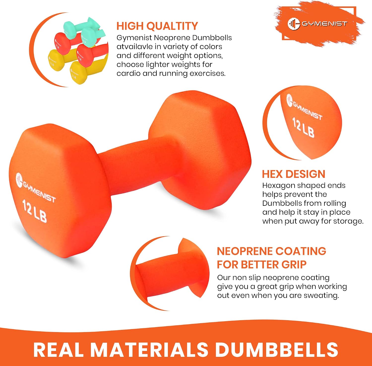 Pair of Dumbbells Set of 2 Soft Non Slip Grip Dumbbells Pair Covered with Neoprene - view 3