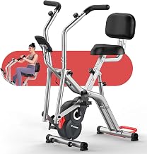 Foldable Elliptical Exercise Bike, 8-Level Magnetic Stationary Bike Home