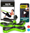 Stretching Strap with Loops - Non Elastic Yoga Strap for Physical Therapy | Video Exercises Included - Stretch bands for Stretching Equipment and Flexibility - Fascia, Hamstring & Leg Stretcher Belt