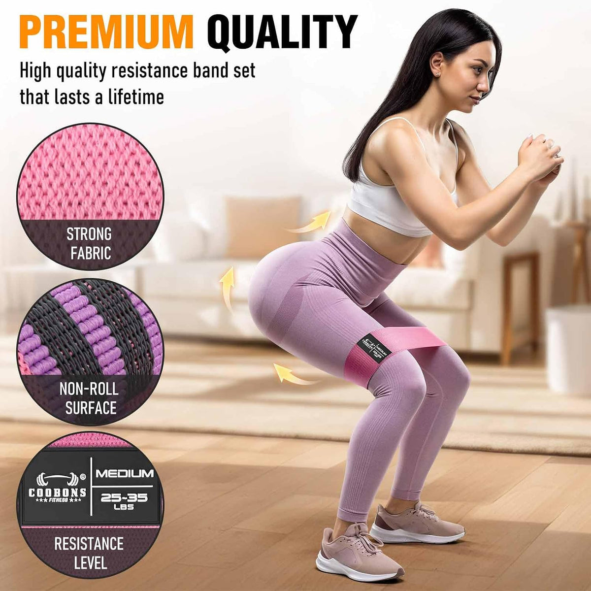 Fabric Resistance Bands for Working Out | Exercise Bands for Women and Men, Booty Bands for Legs and Glute, Yoga, Pilates, Rehab, Fitness and Home Workout - view 4