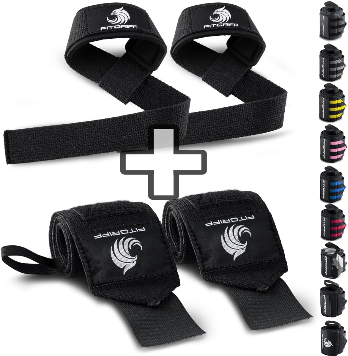 Lifting Straps & Wrist Wraps (Bundle) Superior Support for Weightlifting & Gym Workouts - for Men and Women - view 2