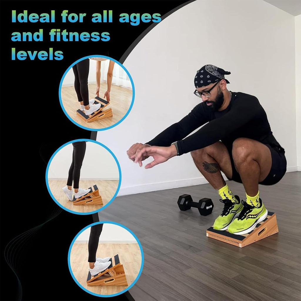 Wooden Slant Board, 5 Adjustable Angles, 500 lb, Side Handle | Partial-Coverage Grip Surface, Calf and Ankle Stretching, Squats, Physical Therapy, Rehab and Home Gym Use - view 4