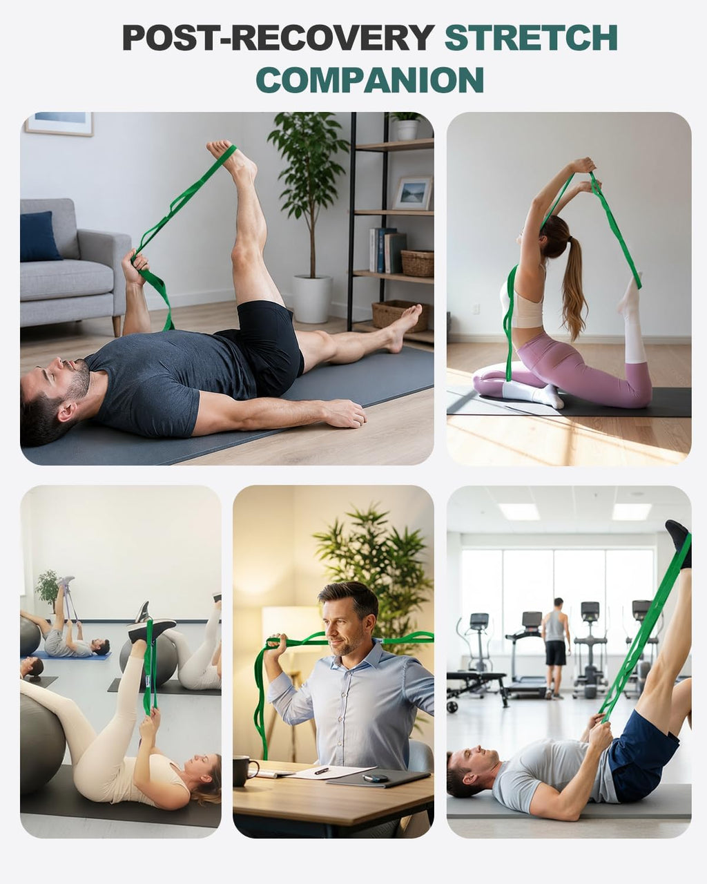Stretching Strap with Loops & Leg Lifter, Non-Elastic PT-Style Physical Therapy Strap for Knee Replacement Rehab, Hamstring, Calf & Back Stretcher Mobility, Hip, Shoulder & Yoga - view 8