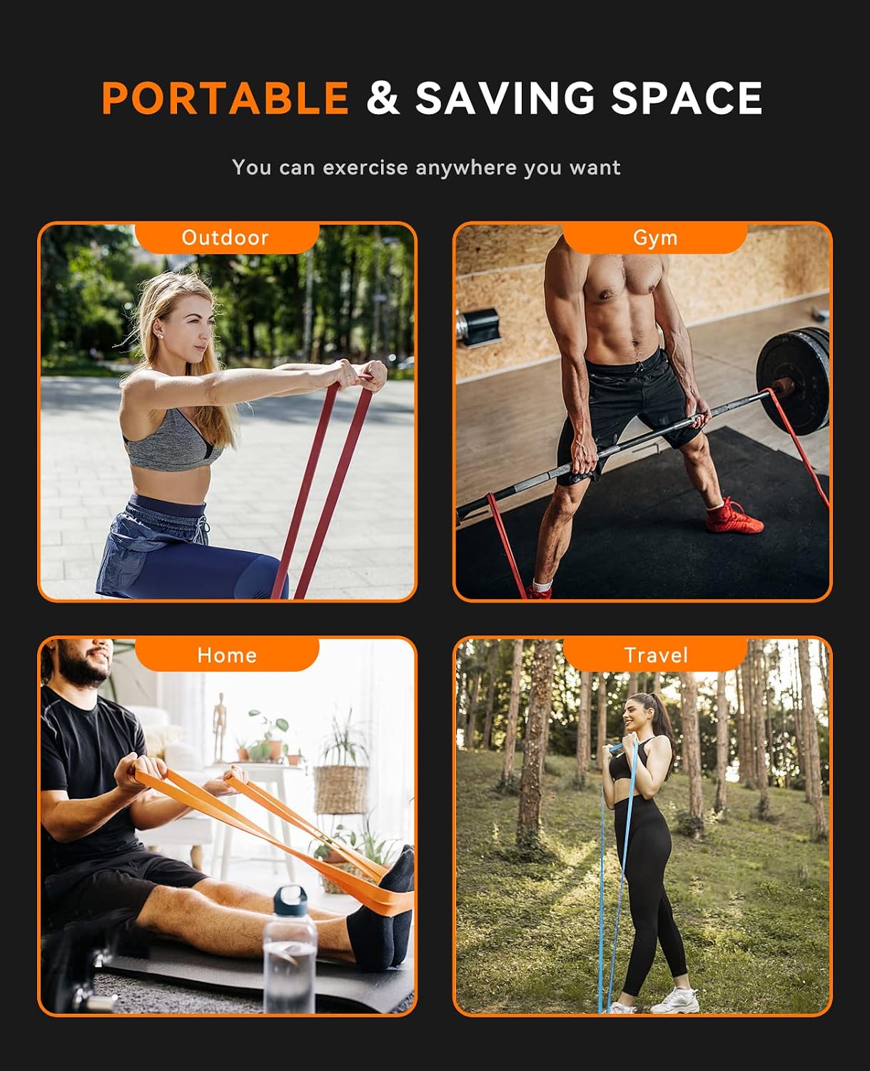 Pull Up Assistance Bands, Set of 5 Heavy Duty Resistance Bands for Men & Women, Natural Latex Exercise Bands for Pull-Up Progression, Home Workout, Strength Training, Mobility & Stretching - view 6