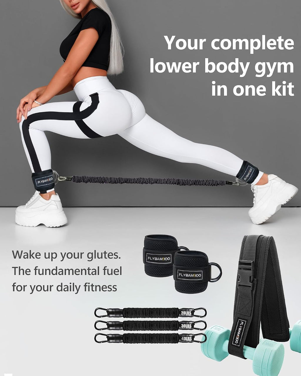 Hip Thrust Belt for Weights and Ankle Resistance Bands With Cuffs for Working Out,Hip Thrust Belt for Dumbbells Heavy, Kettlebells, Plates,Hip,Leg and Booty Builder, Glute Bridge Band - view 6