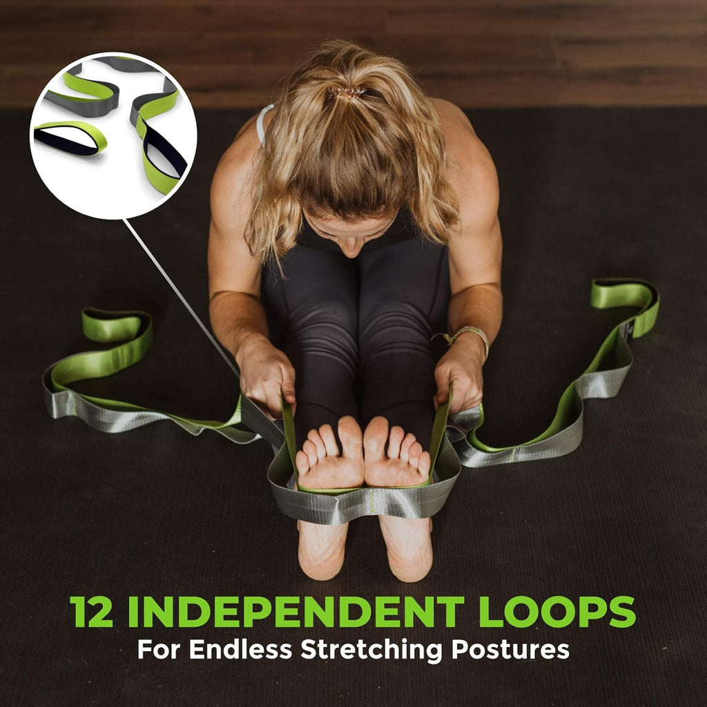 Stretching Strap for Physical Therapy, 12 Multi-Loop Stretch Strap 1.5" W x 8' L, Neoprene Handles, Physical Therapy Equipment, Yoga Straps for Stretching, Leg Stretcher. - view 2