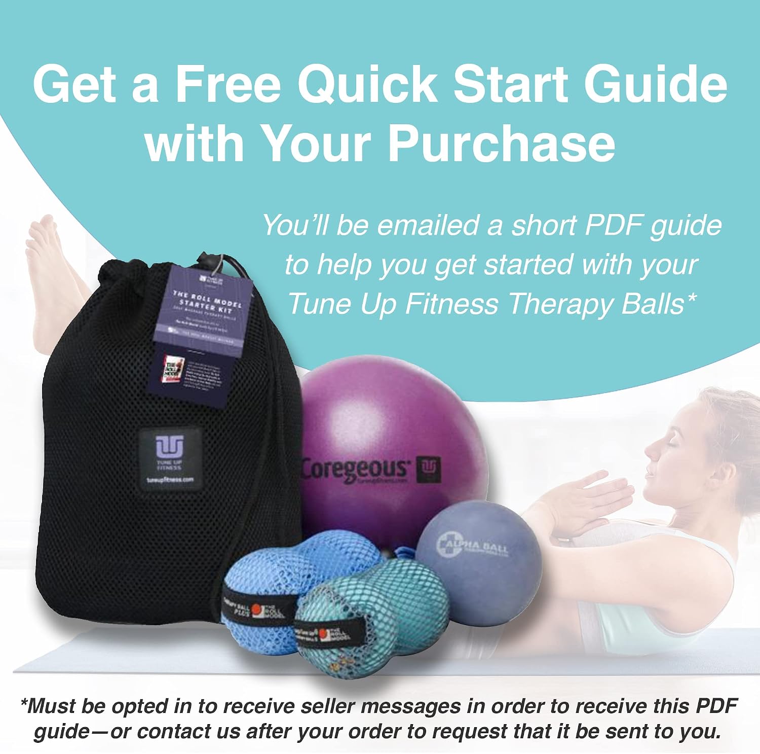 Therapy Balls in Tote by Tune Up Fitness - Massage Balls for Trigger Point, Pressure Point & Myofascial Release - Use as Single or Peanut Ball for Pain Relief & Relaxation (Aqua Blue) - view 5