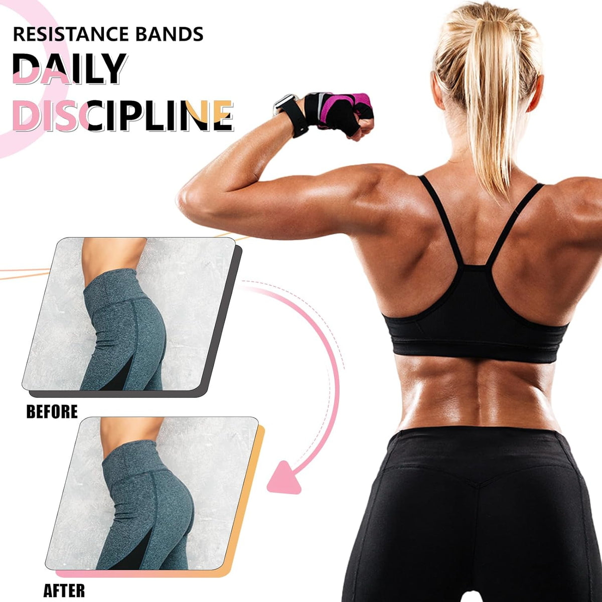 Exercise Bands, 3 Levels Fabric Resistance Bands for Working Out, Workout Bands Resistance for Women & Men, Multi-Colored Fabric Booty Bands for Leg Strength Training, Rehab, Yoga - view 4
