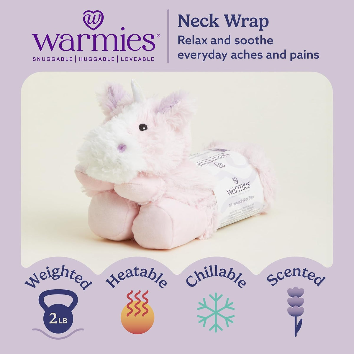 Microwavable Neck & Shoulder Wrap, Weighted Neck Heating Pad, 2 lb | Microwave Heating Pad, Hot & Cold Neck Wrap, 2 lb Weighted Comfort, Scented with Calming French Lavender, 30 to 90 sec - view 2