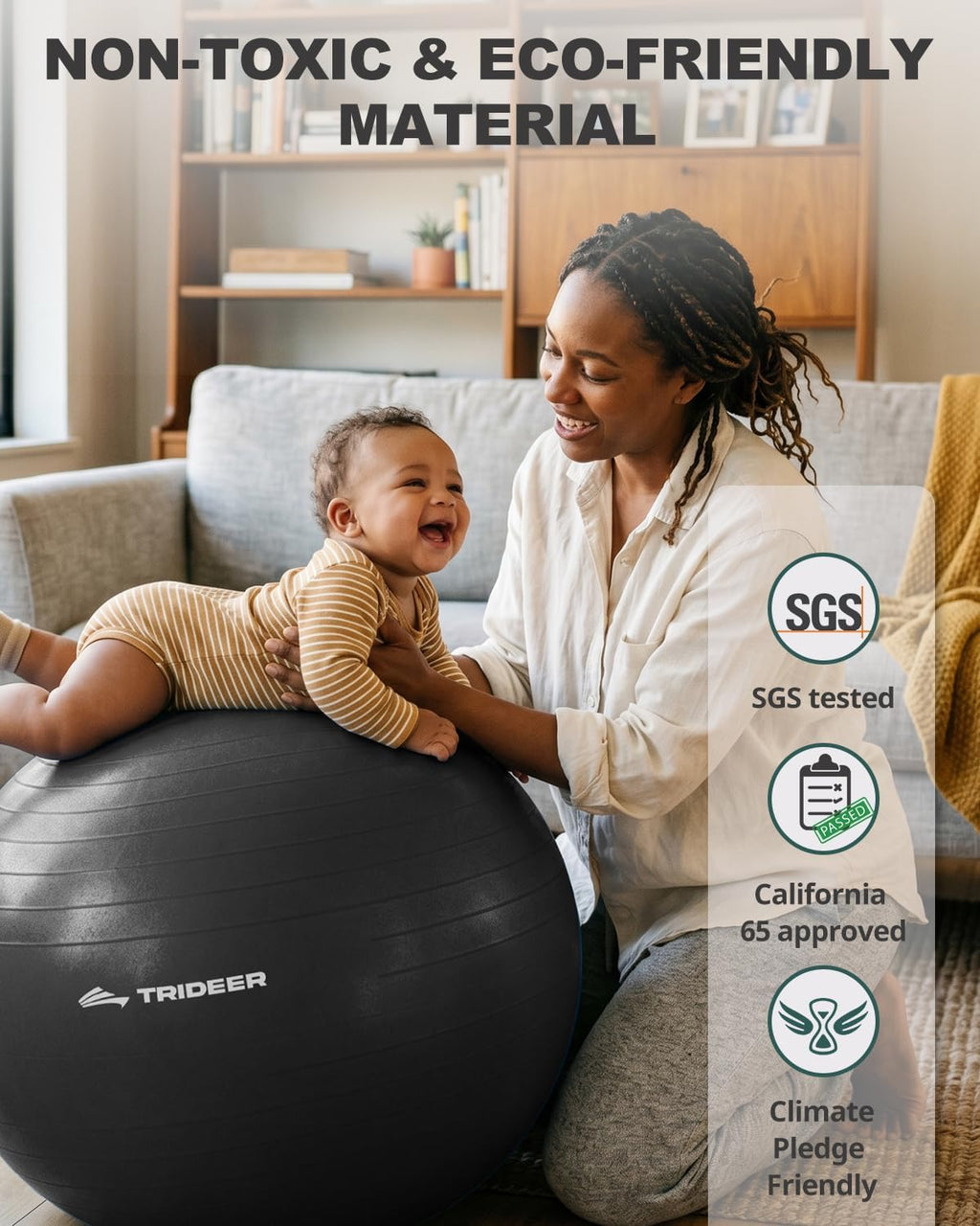Yoga Ball for Exercise, Pilates, Core & Balance Training, Stability Ball for Pregnancy & Birthing Prep, Physical Therapy, Daily Stretching, Office Chair for Active Sitting, Quick Pump Included - view 5