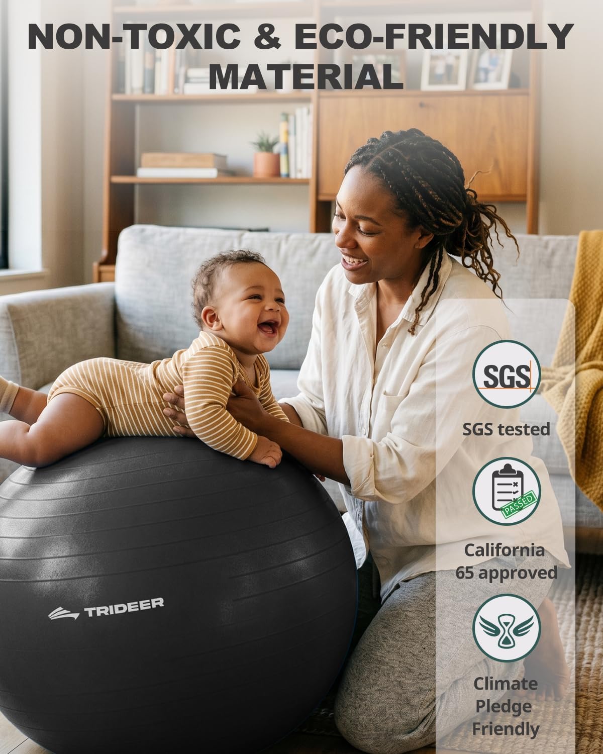 Yoga Ball for Exercise, Pilates, Core & Balance Training, Stability Ball for Pregnancy & Birthing Prep, Physical Therapy, Daily Stretching, Office Chair for Active Sitting, Quick Pump Included - view 5