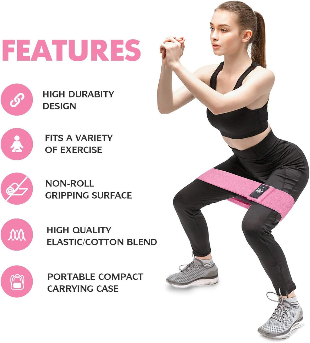 Resistance Bands Set, Exercise Bands with Non-Slip Design for Hips & Glutes, 3 Levels Workout Bands for Women and Men, Booty Bands for Home Fitness, Yoga, Pilates - view 2
