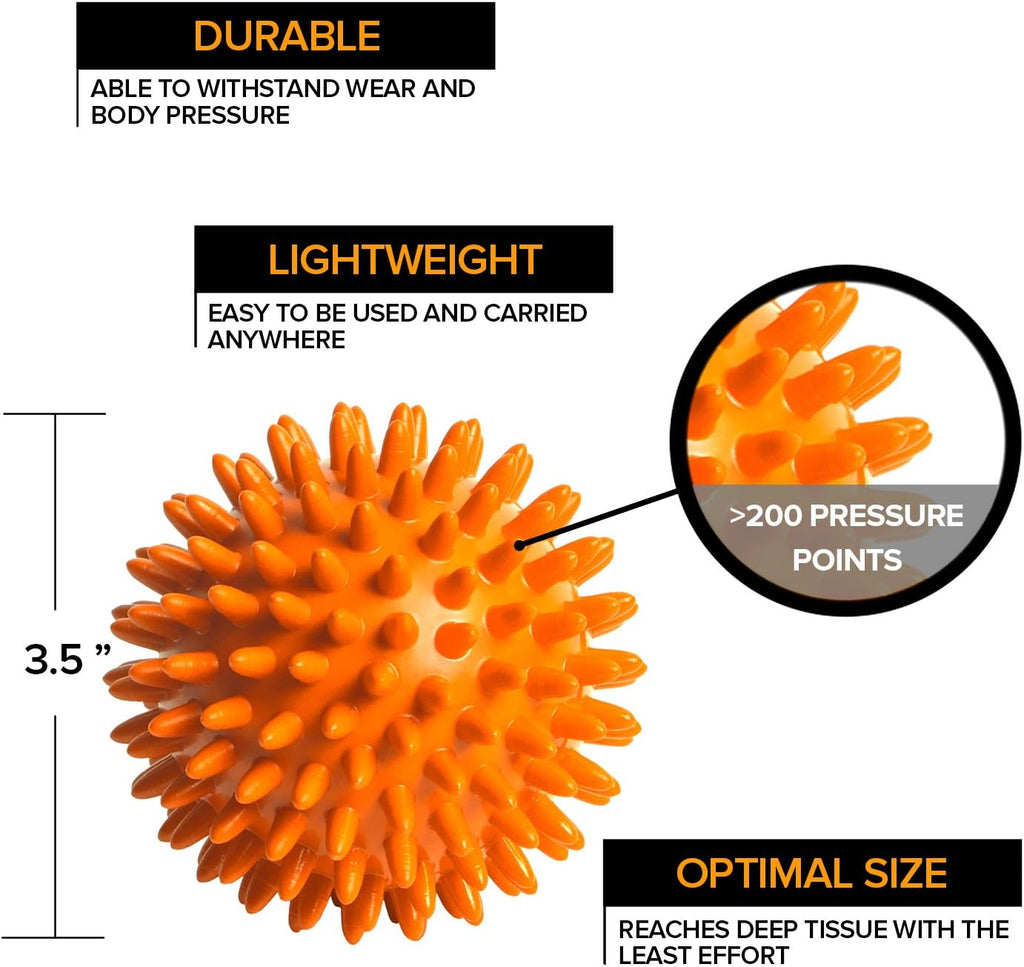 Spiky massage balls for feet, back, hands, muscles - firm, medium and soft spiked massager rollers for plantar fasciitis, exercise, neuro-balance, physical therapy, 3-inch - view 7