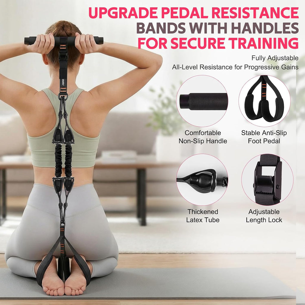 15 PCS Pilates Kit, Adjustable Pedal Resistance Band with Handle, Figure 8 Resistance Band for Exercise Women, At Home Workout Equipment Set with Yoga Ball & Booty Bands for Full Body Gym - view 4