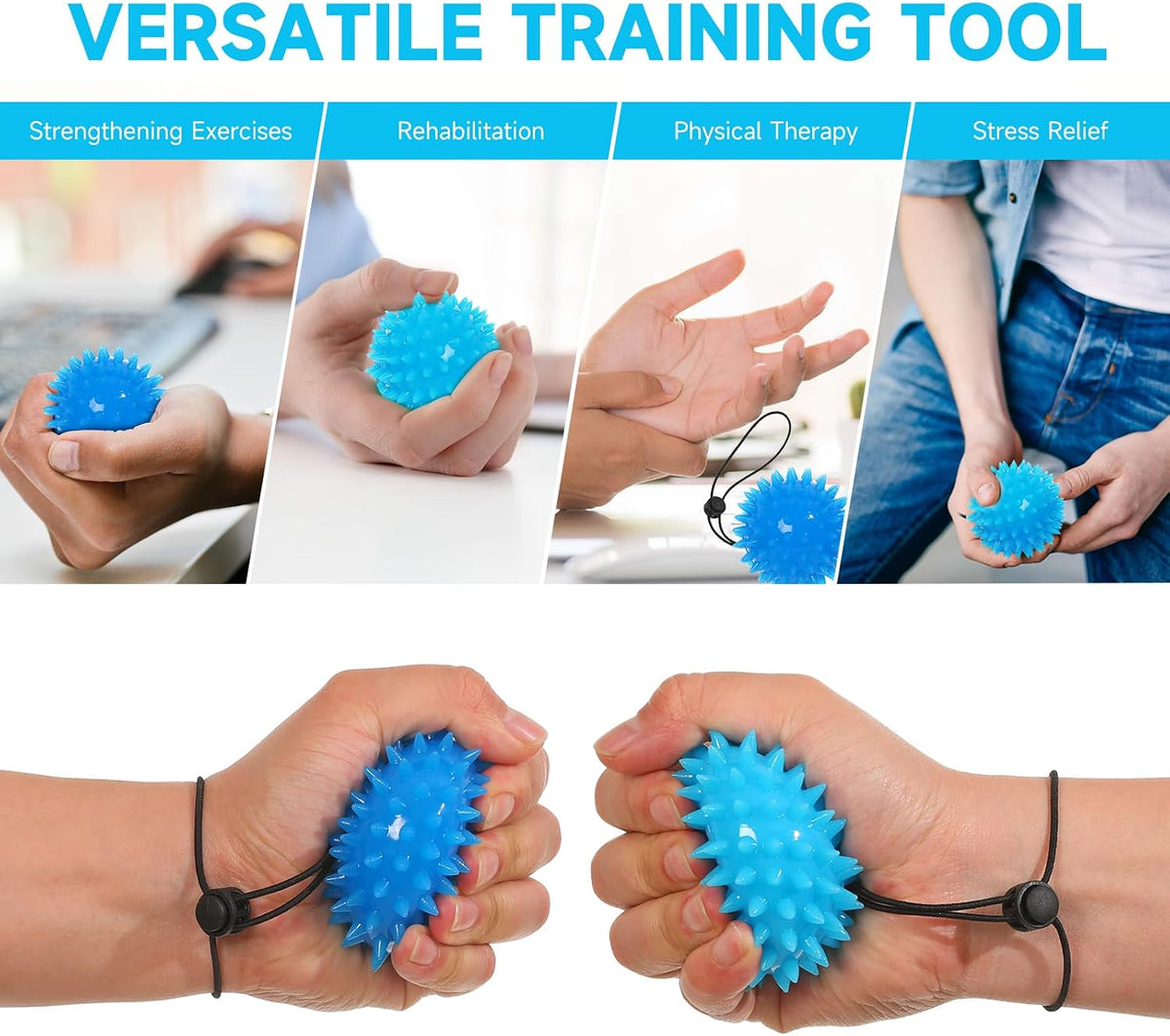 Hand exerciser finger strengthener balls, grip strength trainer enhance flexibility, relief wrist pain, hand therapy balls stress relief balls for carpal tunnel, arthritis - view 2
