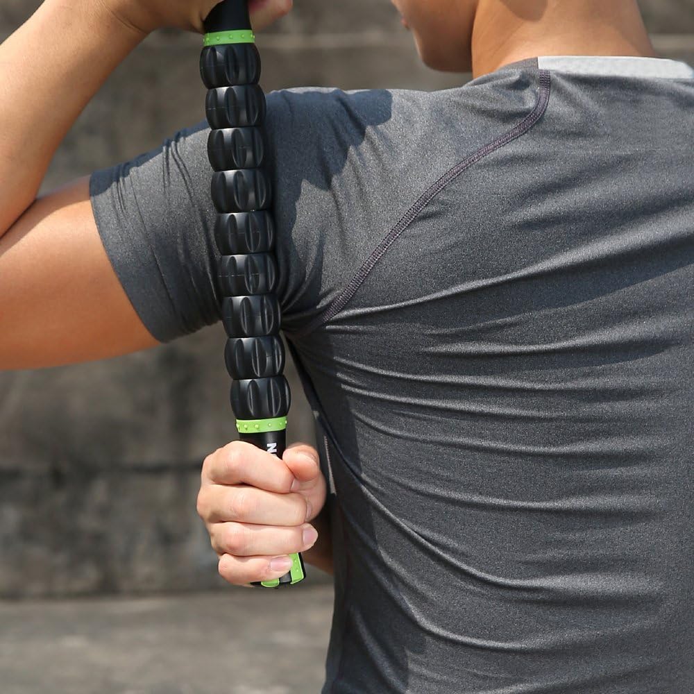 Muscle Roller Stick for Athletes- Body Massage Sticks Tools Massager for Relief Muscle Soreness,Cramping and Tightness,Help Legs and Back Recovery,Black Green - view 4