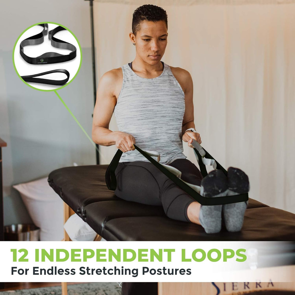 Stretching Strap for Physical Therapy, 12 Multi-Loop Stretch Strap 1" W x 8' L, Neoprene Handles, Physical Therapy Equipment, Yoga Straps for Stretching, Leg Stretcher. - view 4