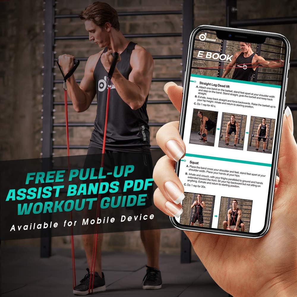 5 packs pull up assist bands, pull up straps, resistance bands with door anchor and handles, stretch mobility, powerlifting and extra durable exercise bands with eguide - view 5