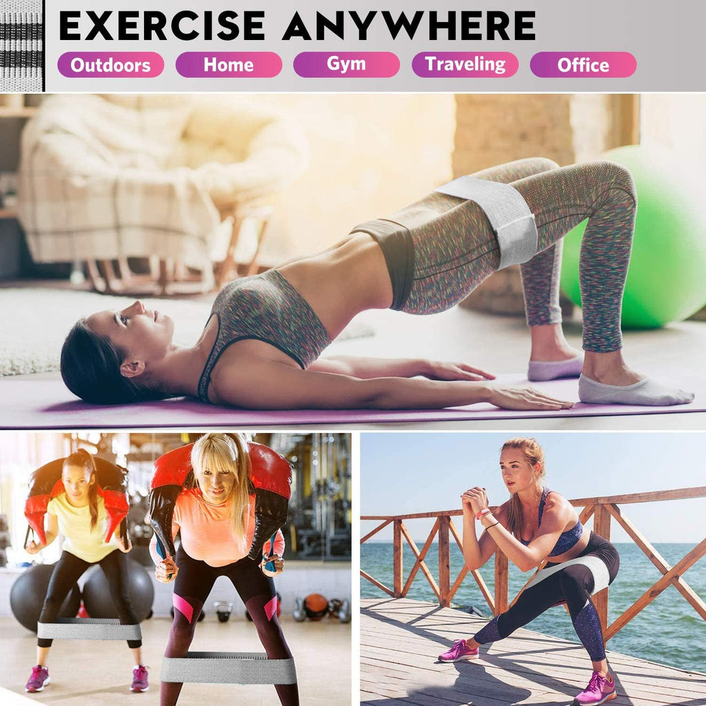 Resistance Bands for Working Out: 3-Set Professional Exercise Bands for Pilates, Yoga, Home Gym, Booty, Leg Training | Heavy/Medium/Light Fabric Loops for Women Men - view 3