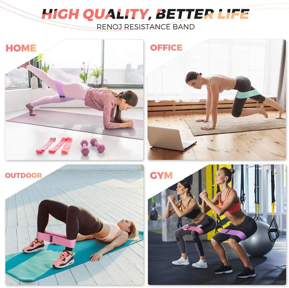 Resistance Bands for Working Out: 3-Set Professional Exercise Bands for Pilates, Yoga, Home Gym, Booty, Leg Training | Heavy/Medium/Light Fabric Loops for Women Men - view 4