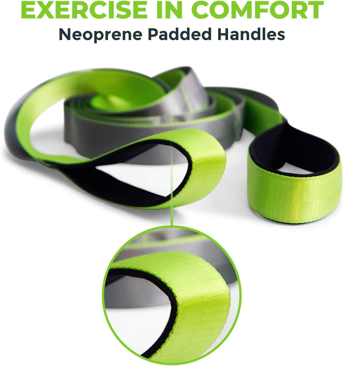 Stretching Strap for Physical Therapy, 12 Multi-Loop Stretch Strap 1.5" W x 8' L, Neoprene Handles, Physical Therapy Equipment, Yoga Straps for Stretching, Leg Stretcher. - view 6