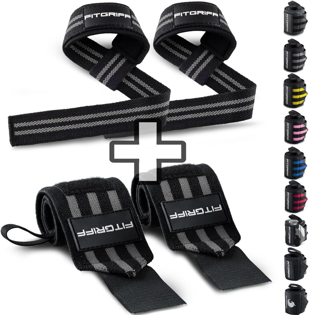 Lifting Straps & Wrist Wraps (Bundle) Superior Support for Weightlifting & Gym Workouts - for Men and Women - view 7