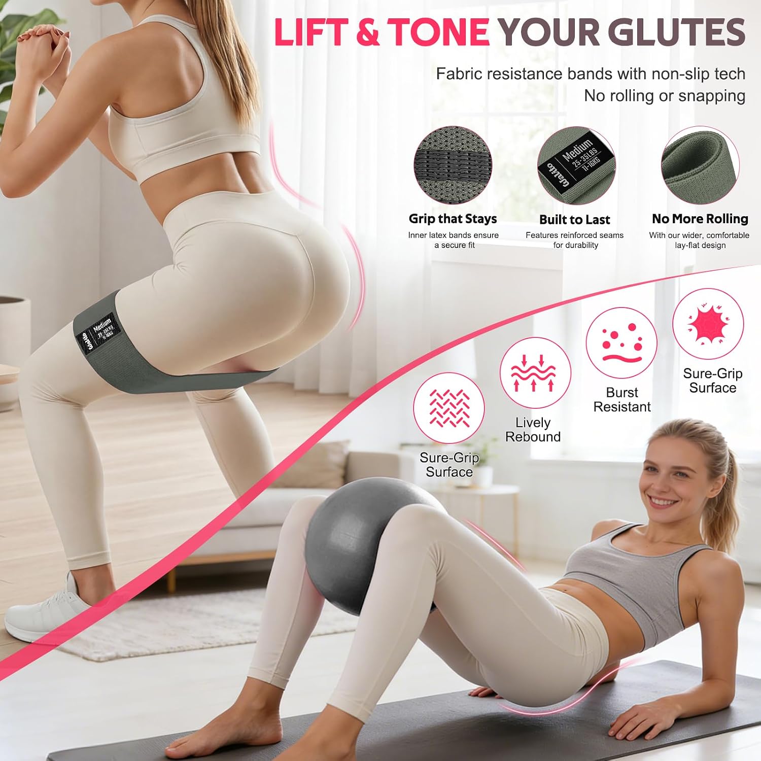 15 PCS Pilates Kit, Adjustable Pedal Resistance Band with Handle, Figure 8 Resistance Band for Exercise Women, At Home Workout Equipment Set with Yoga Ball & Booty Bands for Full Body Gym - view 5