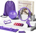 Home pilates ring and ball set for women with 5 resistance bands 13 inch magic circle workout starter kit for beginners full body toning 15 min daily routine