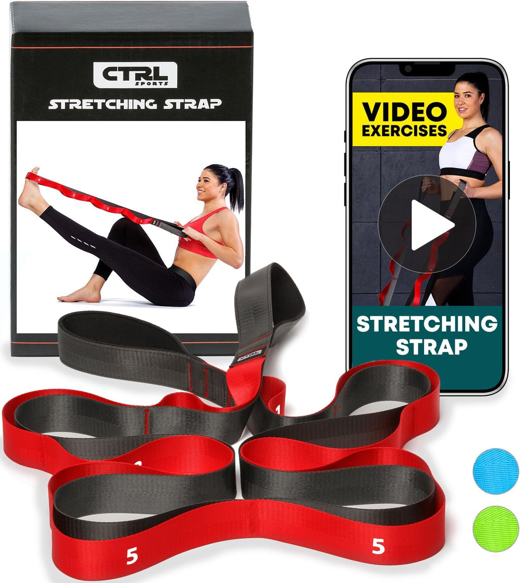 Stretching Strap with Loops - Non Elastic Yoga Strap for Physical Therapy | Video Exercises Included - Stretch bands for Stretching Equipment and Flexibility - Fascia, Hamstring & Leg Stretcher Belt - view 7