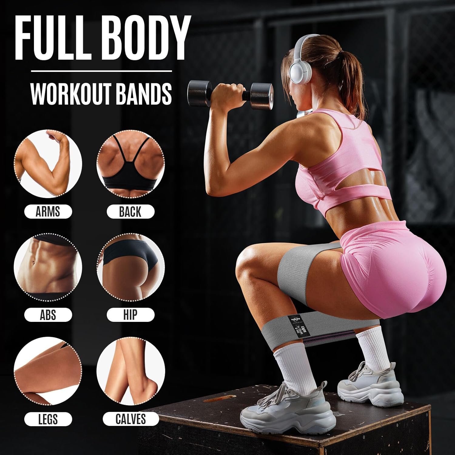 Resistance Bands for Working Out, Fabric Exercise Bands for Legs and Butt, Workout Bands for Women and Men, Booty Band for Yoga Starter Set, Pilates, Rehab, Fitness and Home Workout - view 6