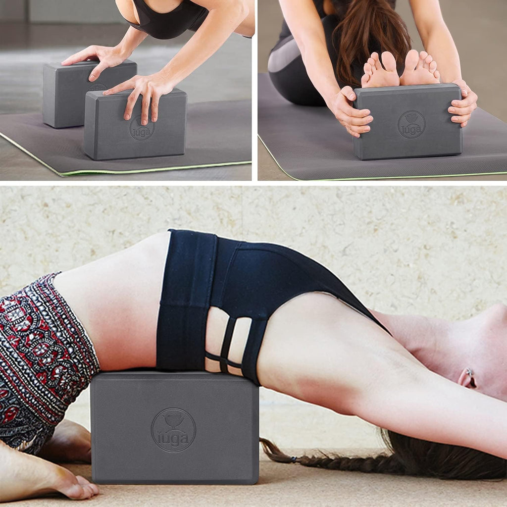 Yoga Blocks 2 Pack With Strap Non Slip High Density 9"x6"x3" Solid & Cork Yoga Block With Yoga Strap to Improve Strength Balance for Yoga Pilates Meditation - view 6