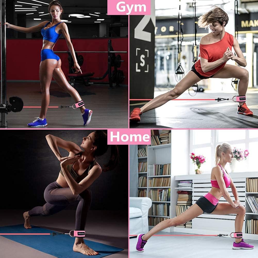 Resistance Bands Exercise Bands for Legs and Butt,Fabric Non Slip Hip Fitness Booty Workout Bands, Set of 8 Resistance with Door Anchor Legs Ankle Straps for Men Women Gym Home Fitness Yoga - view 3