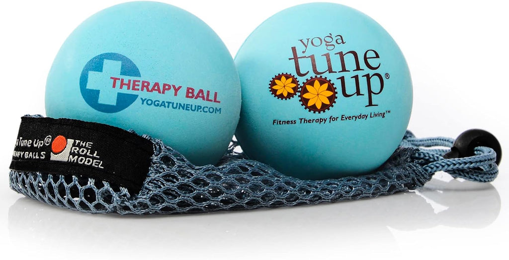 Therapy Balls in Tote by Tune Up Fitness - Massage Balls for Trigger Point, Pressure Point & Myofascial Release - Use as Single or Peanut Ball for Pain Relief & Relaxation (Aqua Blue)