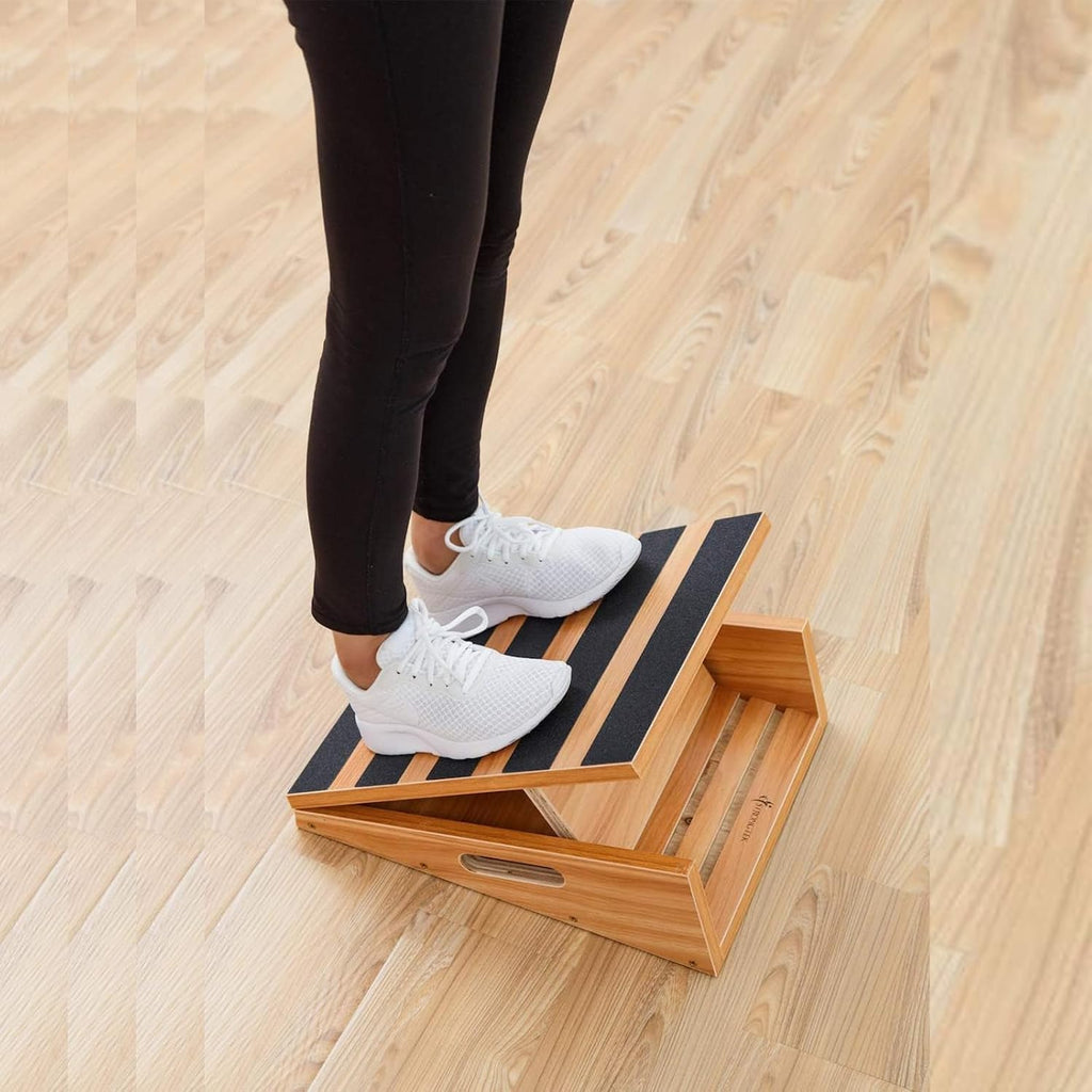 Wooden Slant Board, 5 Adjustable Angles, 500 lb, Side Handle | Partial-Coverage Grip Surface, Calf and Ankle Stretching, Squats, Physical Therapy, Rehab and Home Gym Use - view 7