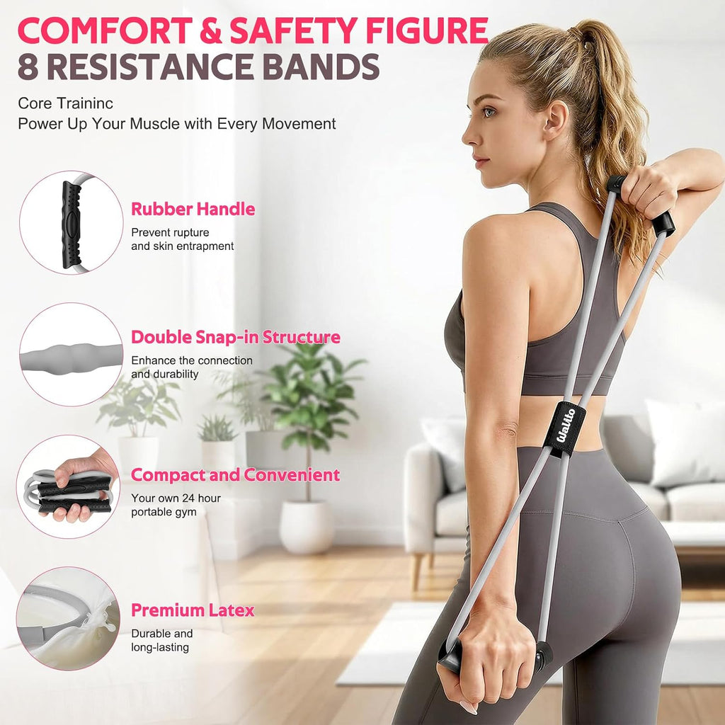 15 PCS Pilates Kit, Adjustable Pedal Resistance Band with Handle, Figure 8 Resistance Band for Exercise Women, At Home Workout Equipment Set with Yoga Ball & Booty Bands for Full Body Gym - view 7