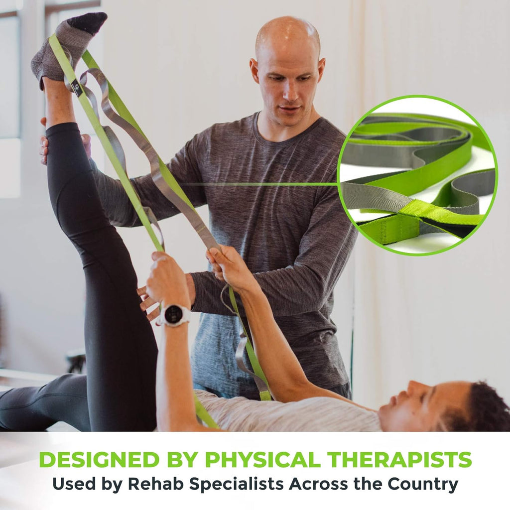 Stretching Strap for Physical Therapy, 12 Multi-Loop Stretch Strap 1" W x 8' L, Neoprene Handles, Physical Therapy Equipment, Yoga Straps for Stretching, Leg Stretcher. - view 3