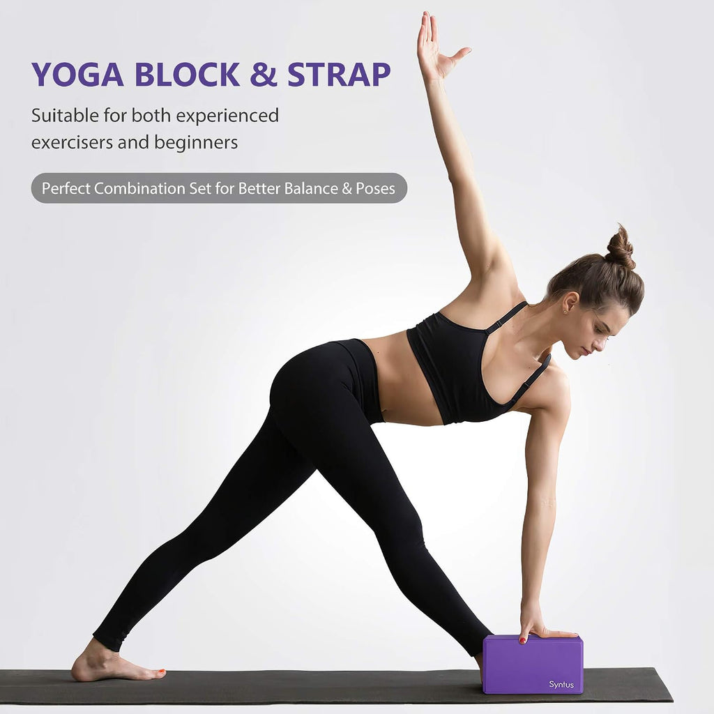 Yoga Block and Yoga Strap Set, Soft Non-Slip Yoga Blocks 9×6×4 inches, 8FT Metal D-Ring Strap for Yoga, General Fitness, Pilates, Stretching and Toning - view 6