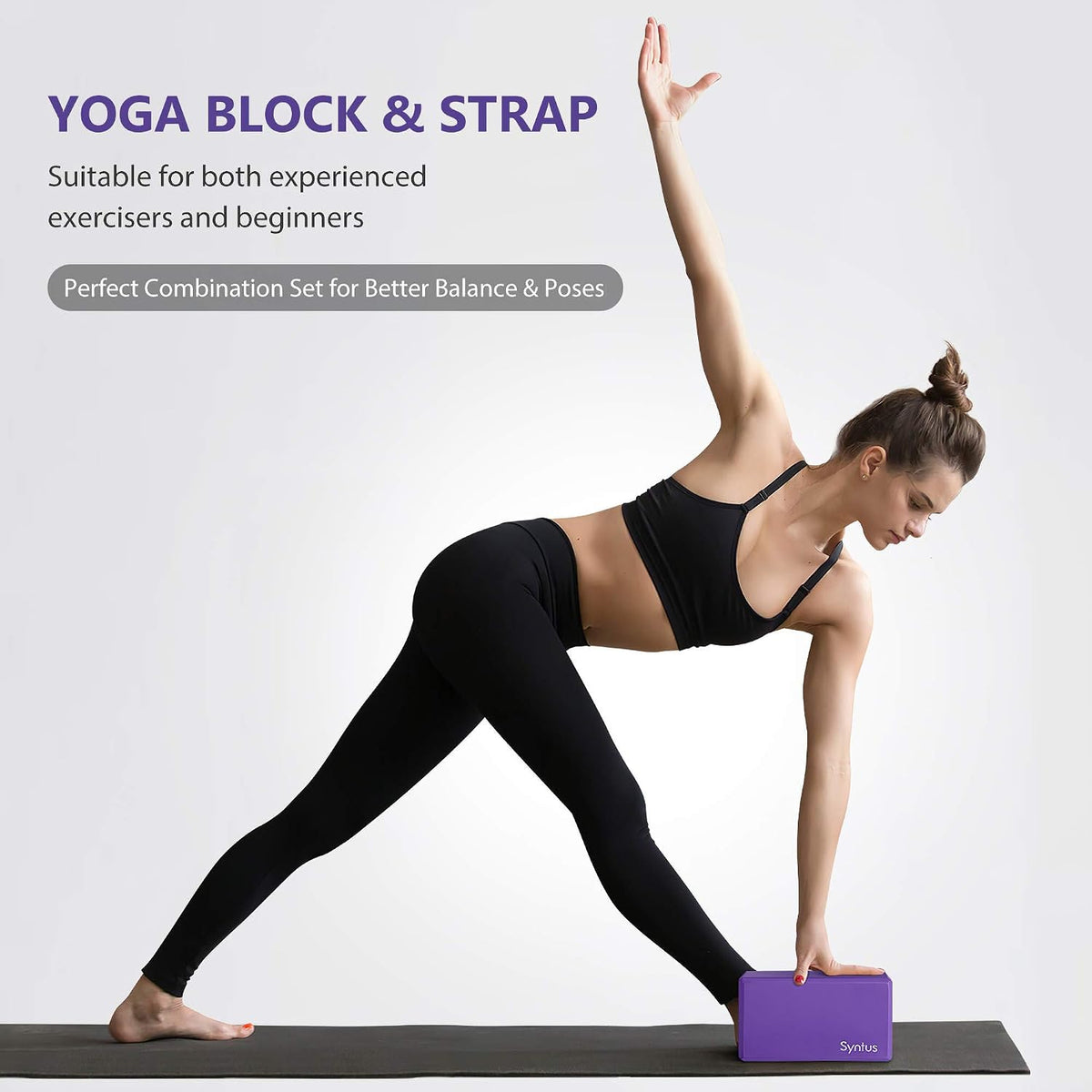 Yoga Block and Yoga Strap Set, Soft Non-Slip Yoga Blocks 9×6×4 inches, 8FT Metal D-Ring Strap for Yoga, General Fitness, Pilates, Stretching and Toning - view 6