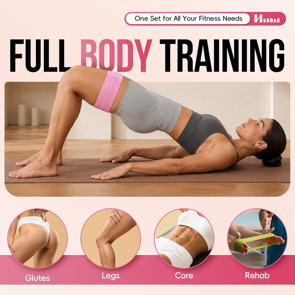 Fabric Resistance Band Set with Exercise Guide, 3 Levels for Hip and Glute | For women and men; 3 resistance levels with an exercise guide for legs, squats, yoga, fitness, and physical therapy - view 6