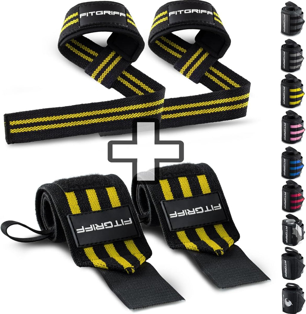 Lifting Straps & Wrist Wraps (Bundle) Superior Support for Weightlifting & Gym Workouts - for Men and Women - view 8