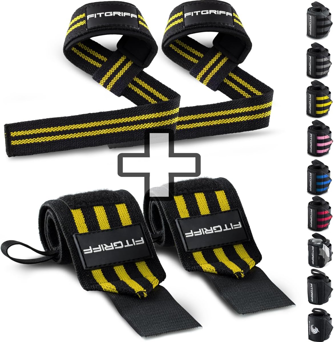 Lifting Straps & Wrist Wraps (Bundle) Superior Support for Weightlifting & Gym Workouts - for Men and Women - view 8