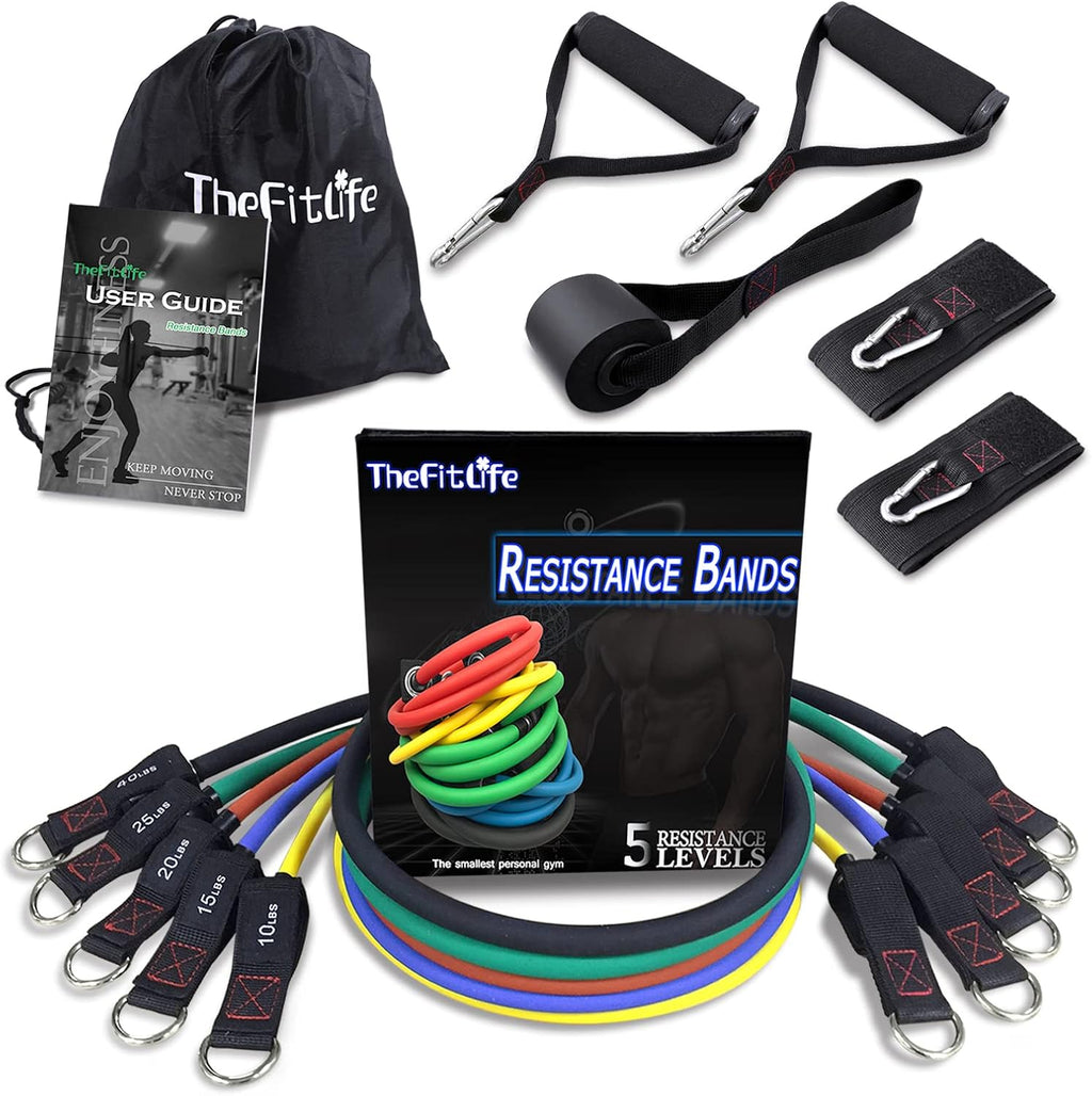 Resistance bands with handle set - for men and women, workout bands for strength exercise, with handles, door anchor & ankle straps, for rehab, yoga and fitness