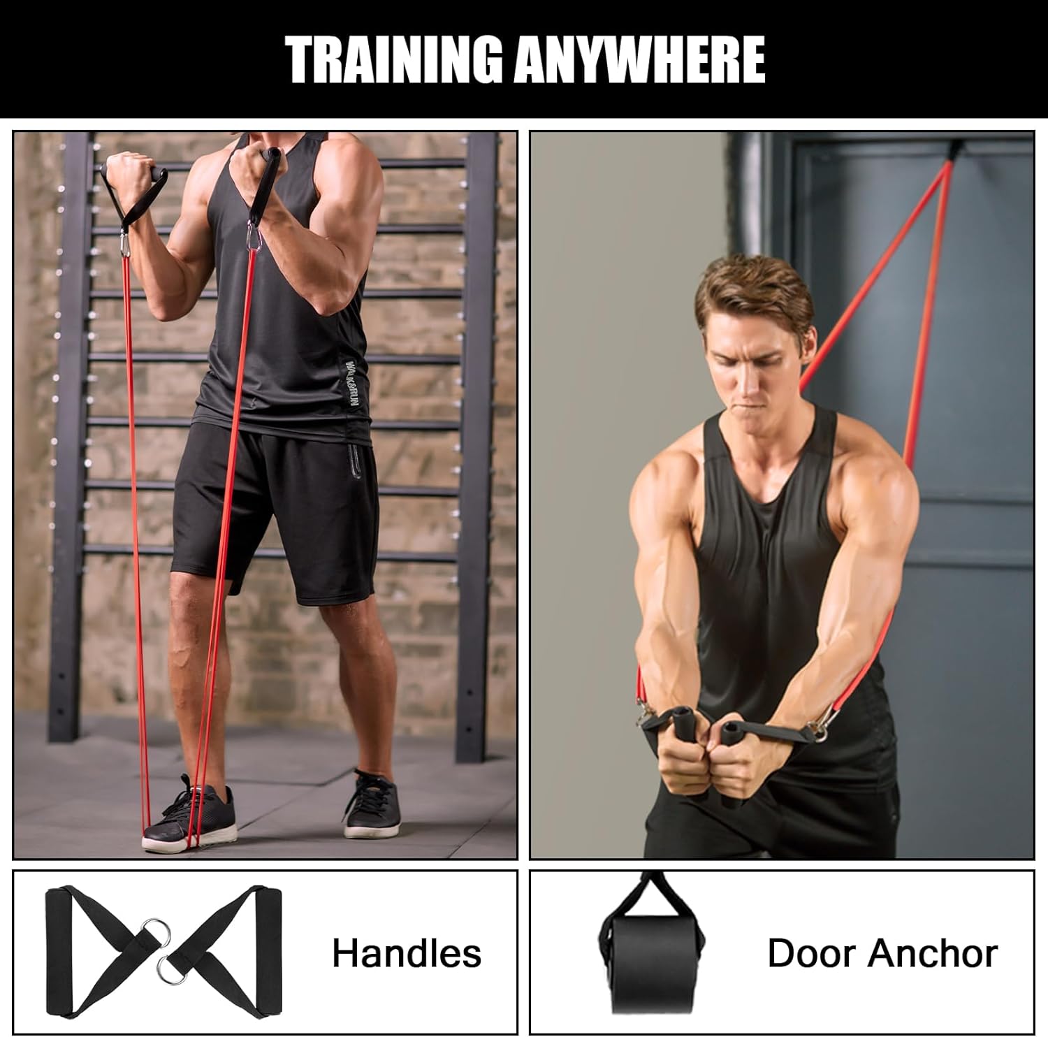 5 packs pull up assist bands, pull up straps, resistance bands with door anchor and handles, stretch mobility, powerlifting and extra durable exercise bands with eguide - view 6