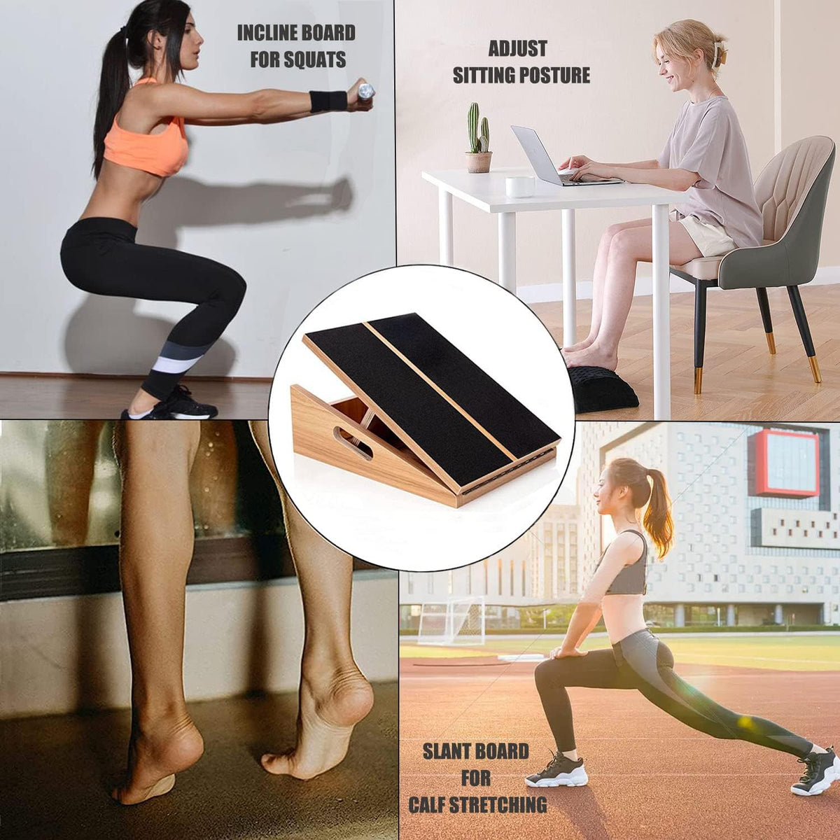 Slant board for calf stretching wooden calf stretcher incline board adjustable calf stretch board for squats knees ankle - view 3