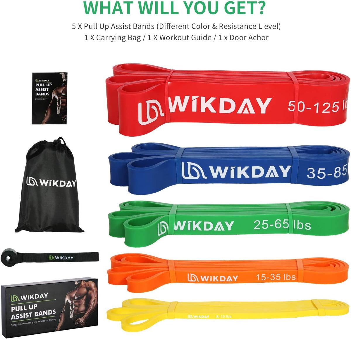Resistance bands, pull up bands, workout bands for exercise, thick heavy resistance band set with door anchor, elastic bands for body stretching, training at home/gym for men & women - view 2